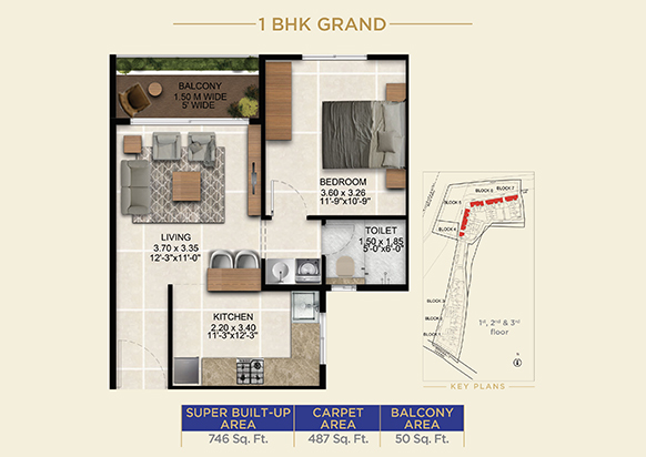 1 BHK Simplicity 746sqft